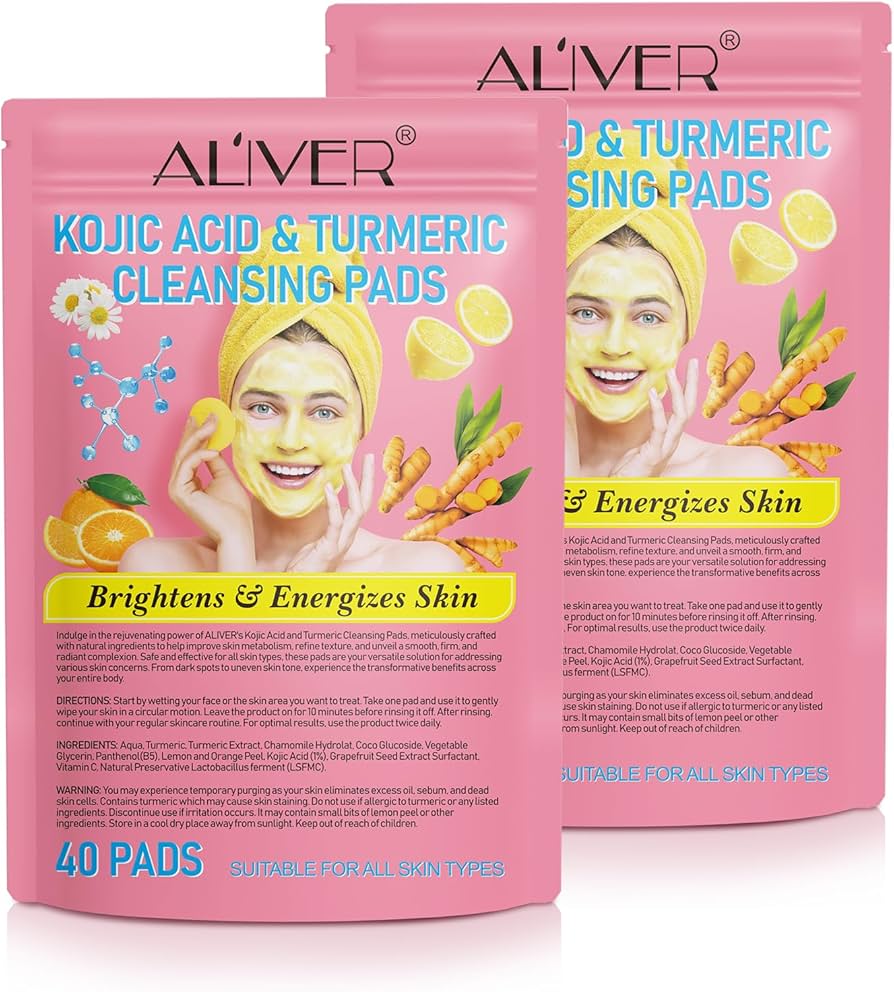 Disques Nettoyants Acide Kojique & Curcuma - 40 Pads Éclaircissants